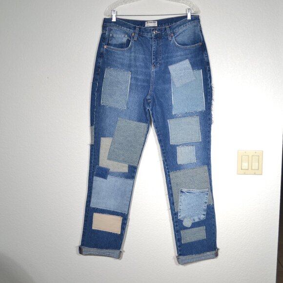 NEW FREE PEOPLE BARE WITH ME PATCHWORK JEANS, SZ 31 - Picture 4 of 14